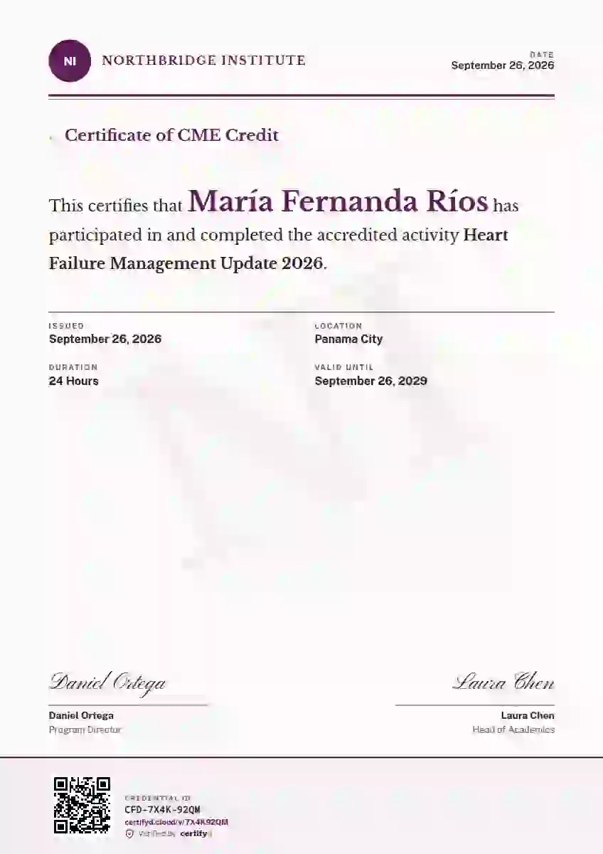 Constancia Letter Fuchsia healthcare and cme certificate template