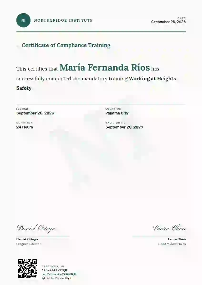 Constancia Letter Seafoam compliance and safety certificate template