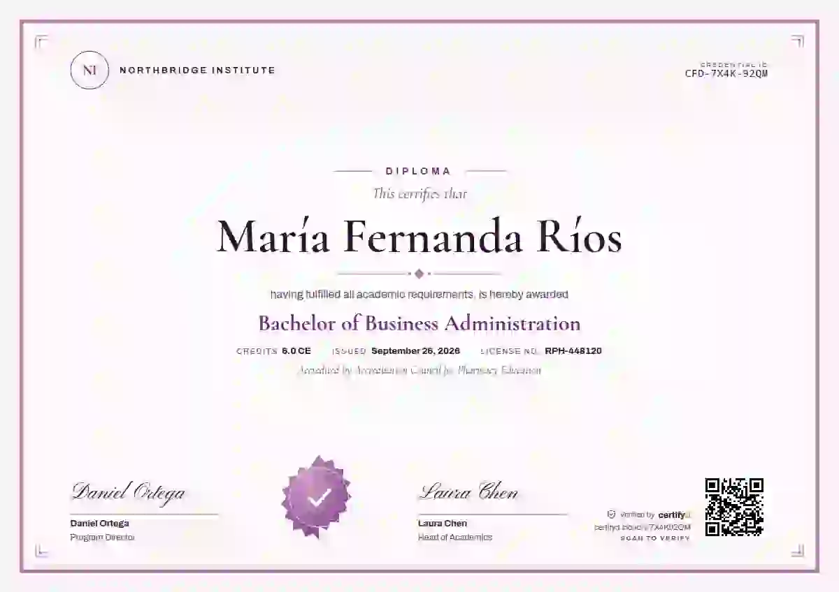 Plantilla de certificado Classic Seal Plum de diploma académico