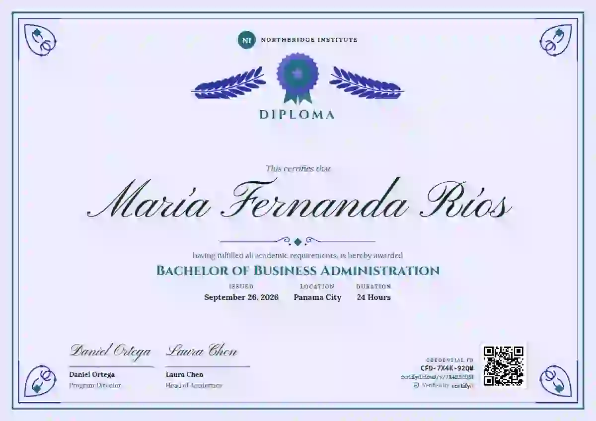Diploma de Honor Cerulean academic diploma certificate template