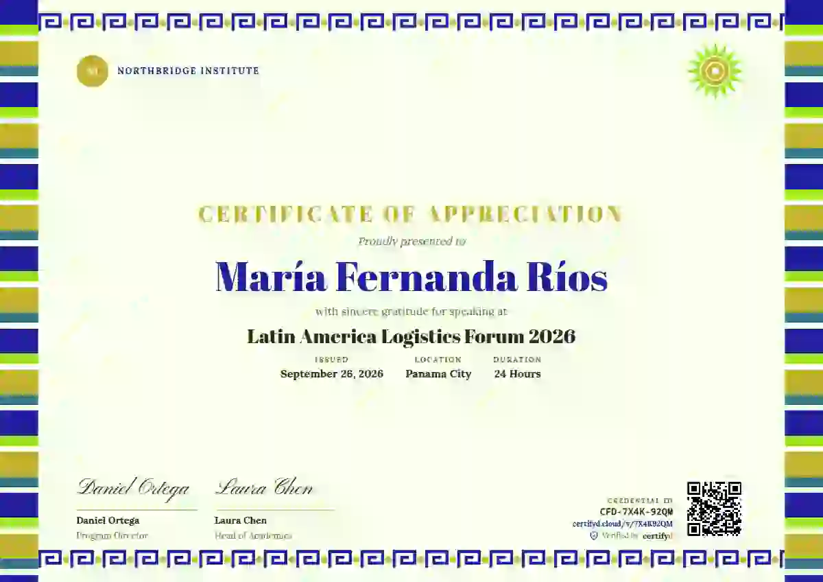 Greca Folk Ultramarine conference speaker certificate template