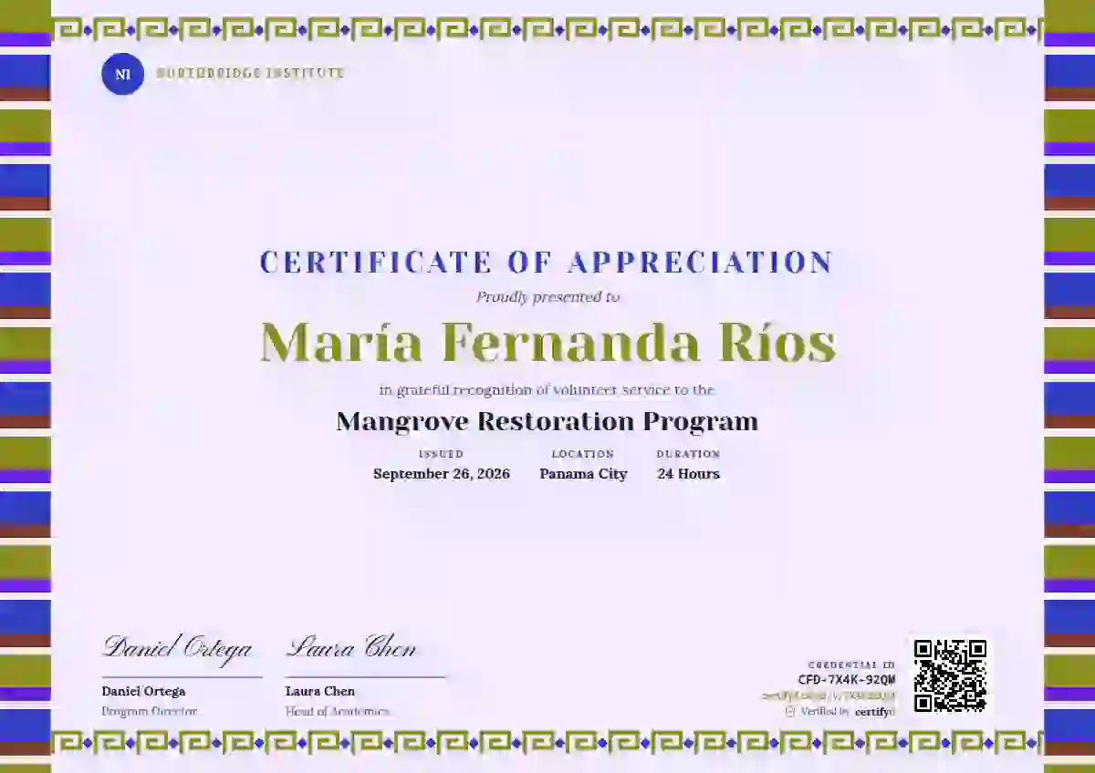 Greca Folk Soft Lime volunteer appreciation certificate template