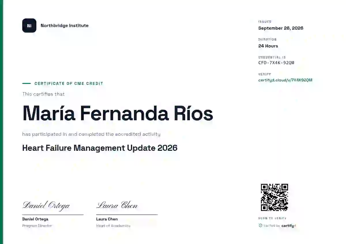 Plantilla de certificado Modern Minimal Emerald de salud y educación médica continua