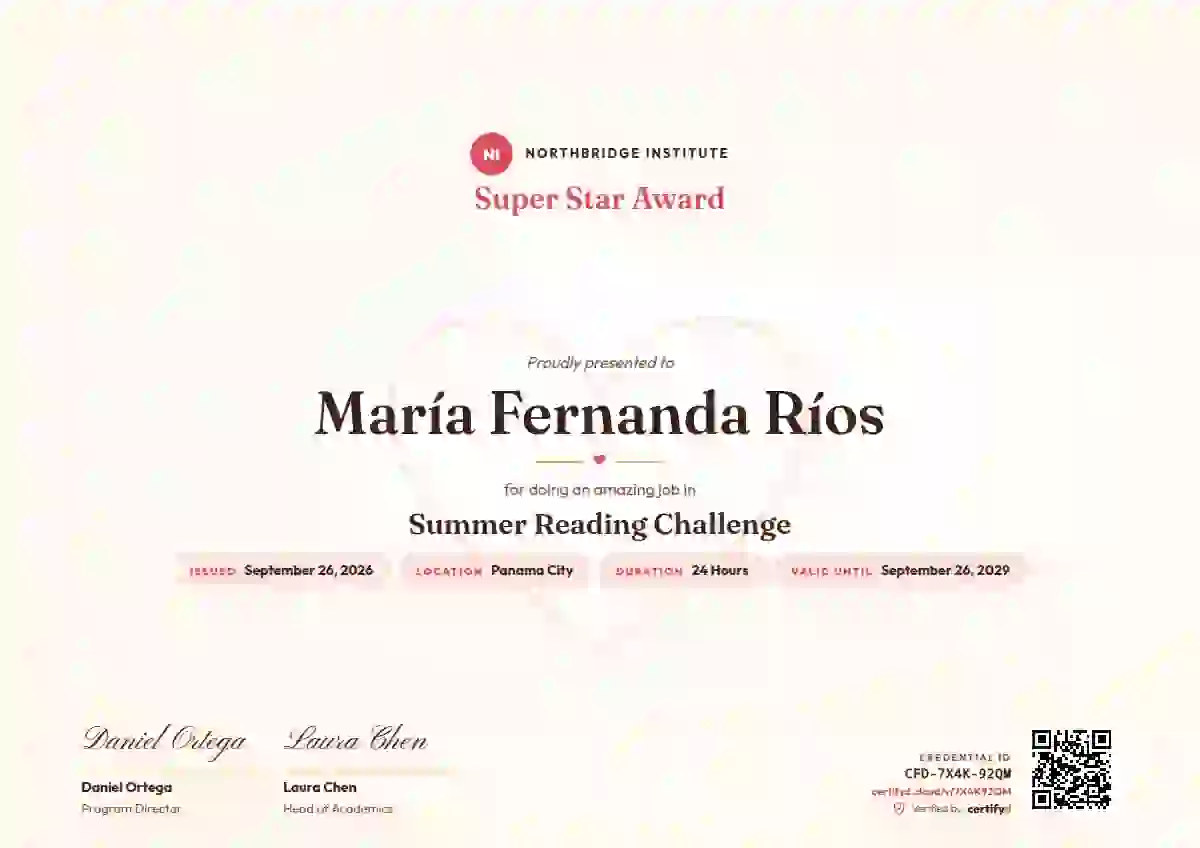 Heart Garland Ruby school and kids certificate template