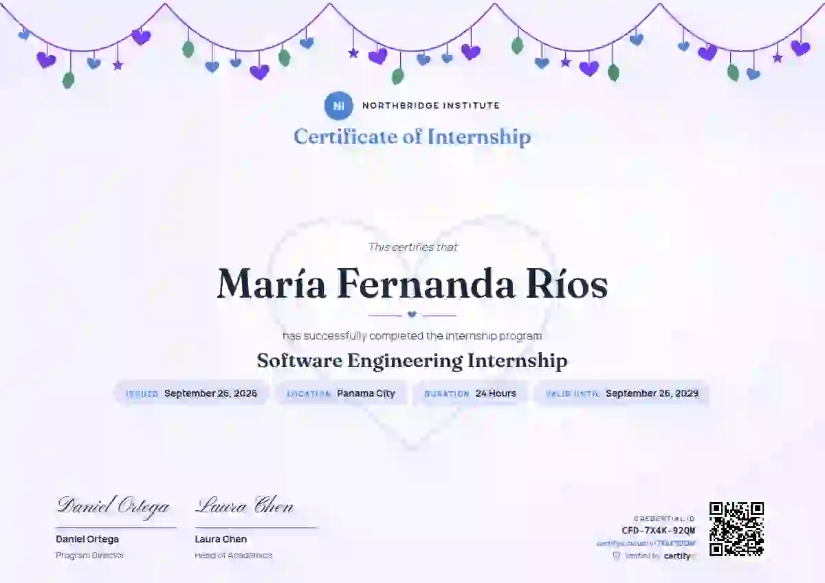 Heart Garland Azure internship certificate template