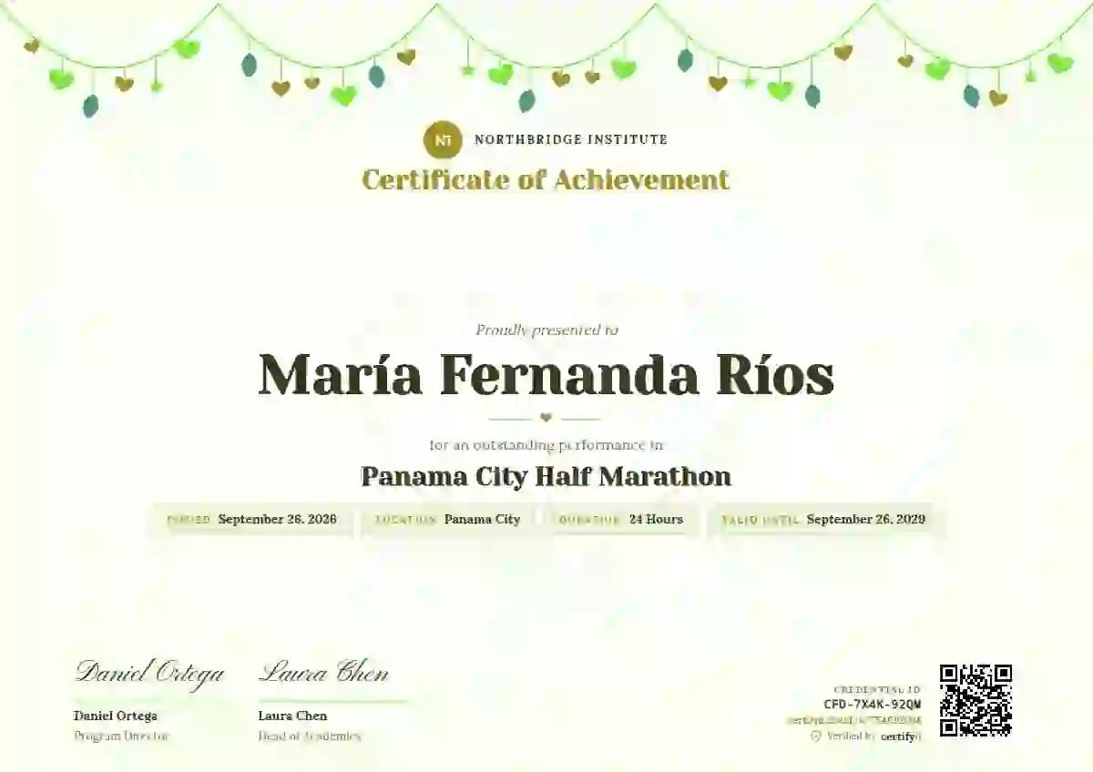 Plantilla de certificado Heart Garland Marigold de deportes