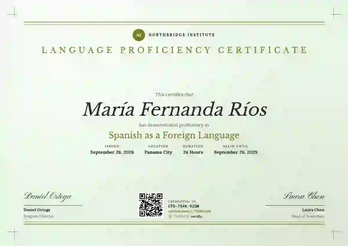 Letterpress Soft Lime language proficiency certificate template