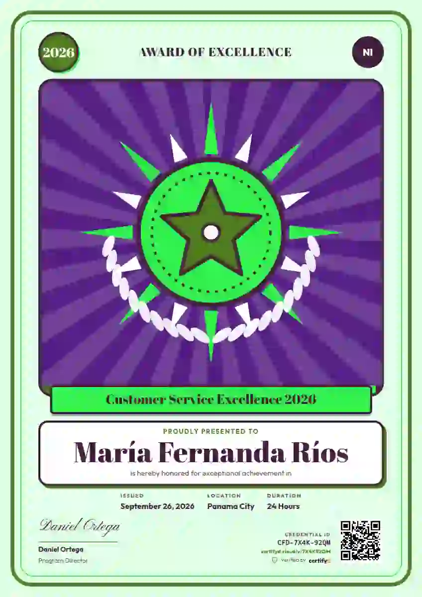 Plantilla de certificado Loteria Card Fern de premios y logros