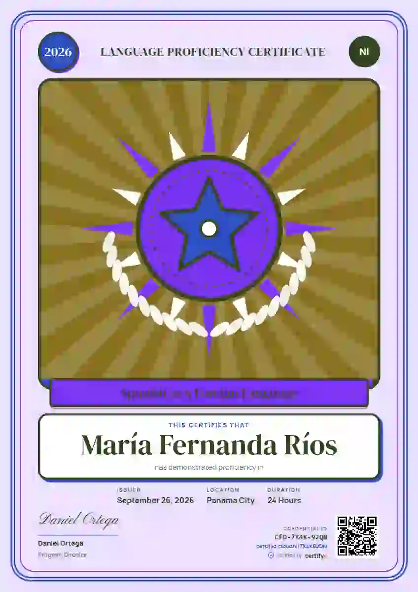 Loteria Card Sapphire language proficiency certificate template