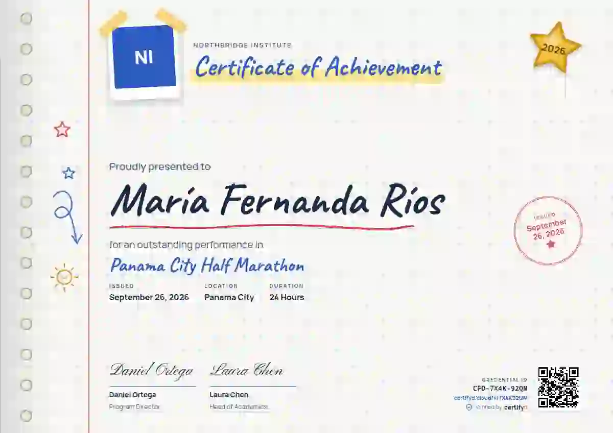 Notebook Page Sapphire sports certificate template