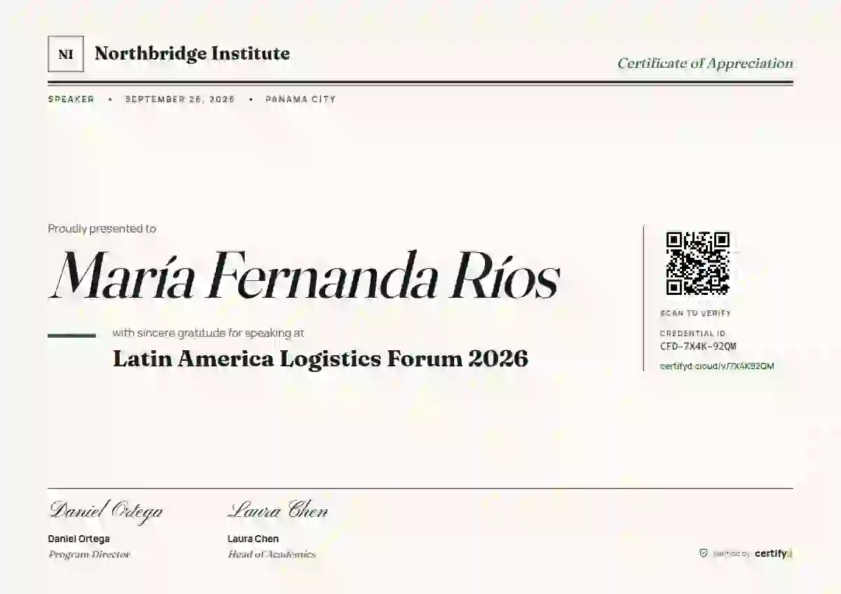 Editorial Serif Forest conference speaker certificate template