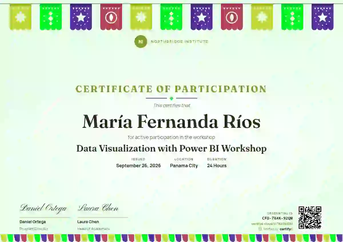 Papel Picado Lime webinar and workshop certificate template