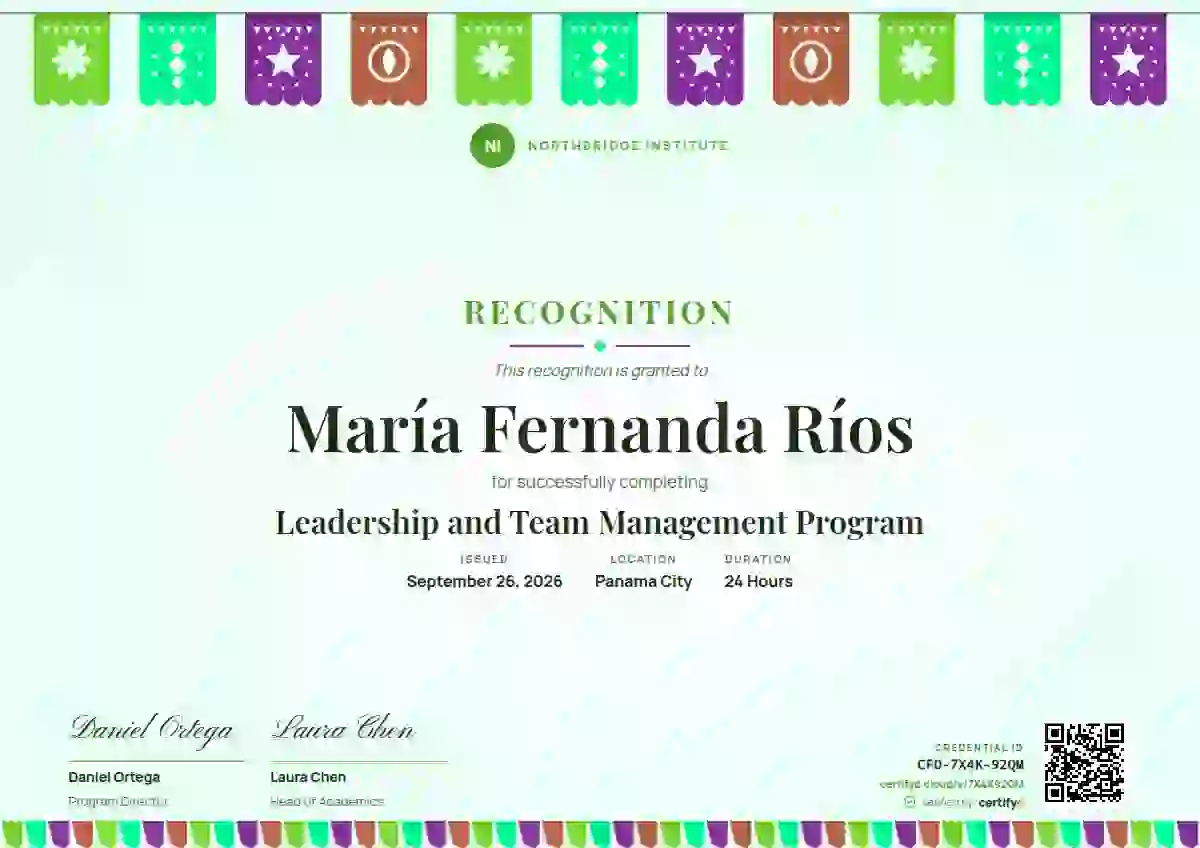 Papel Picado Fern latin america certificate template
