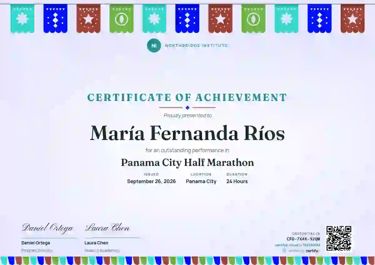 Plantilla de certificado Papel Picado Lagoon de deportes