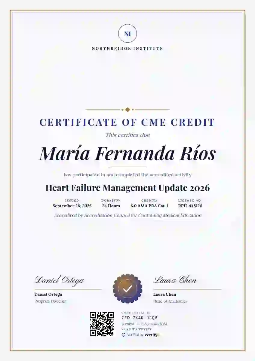 Plantilla de certificado Portrait Classic Ultramarine de salud y educación médica continua