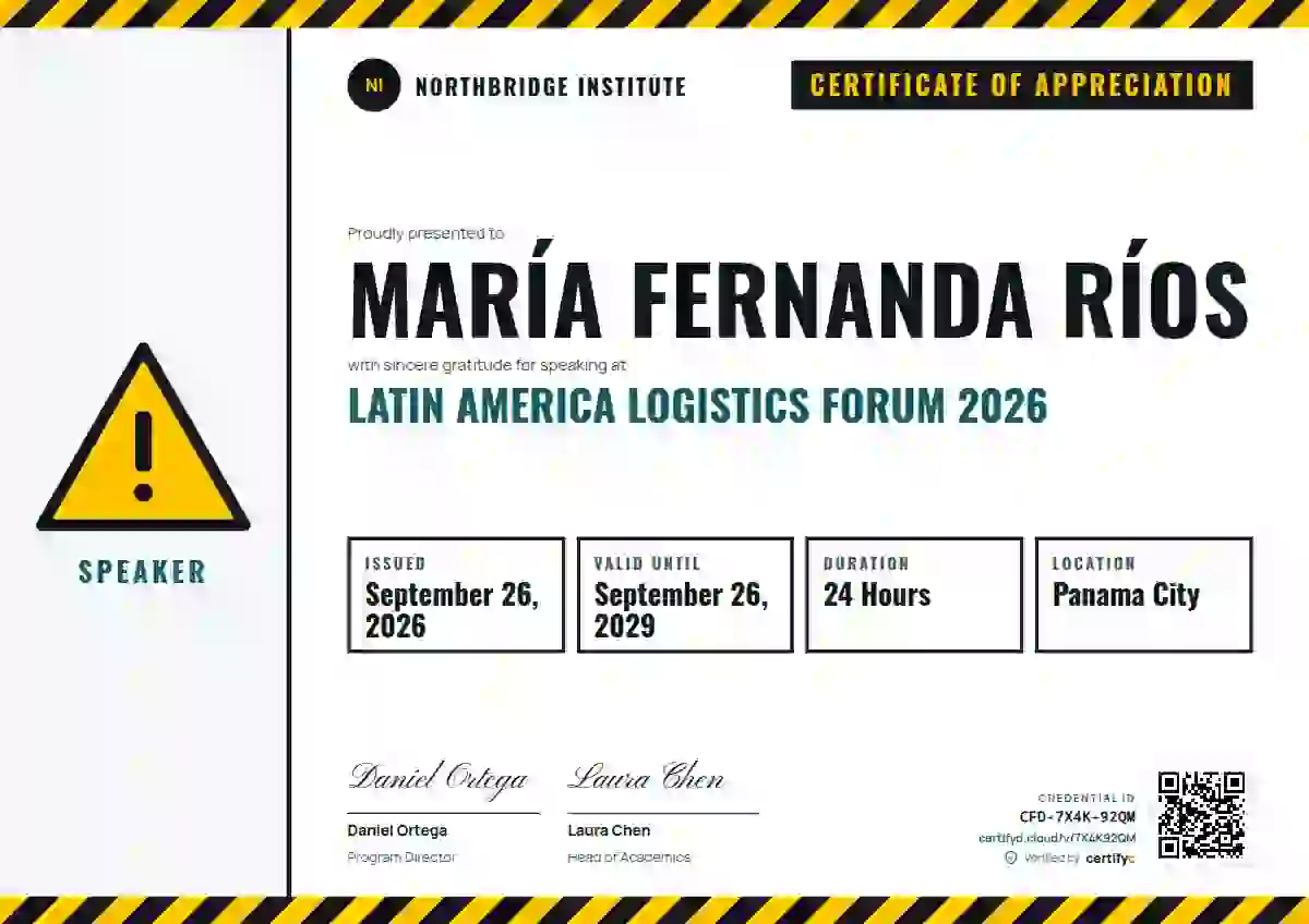Plantilla de certificado Safety Card Lagoon de ponente de conferencia