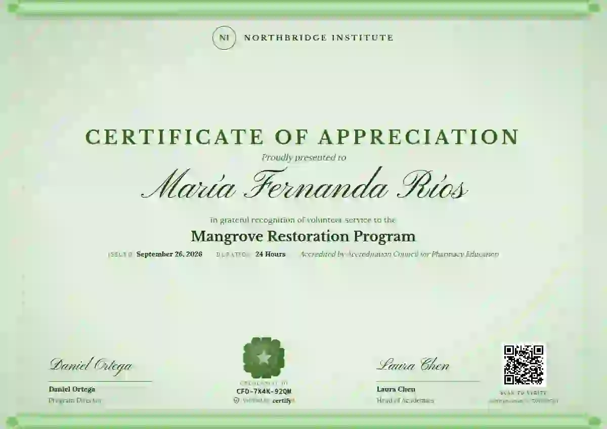 Plantilla de certificado Scroll Parchment Fern de reconocimiento a voluntarios