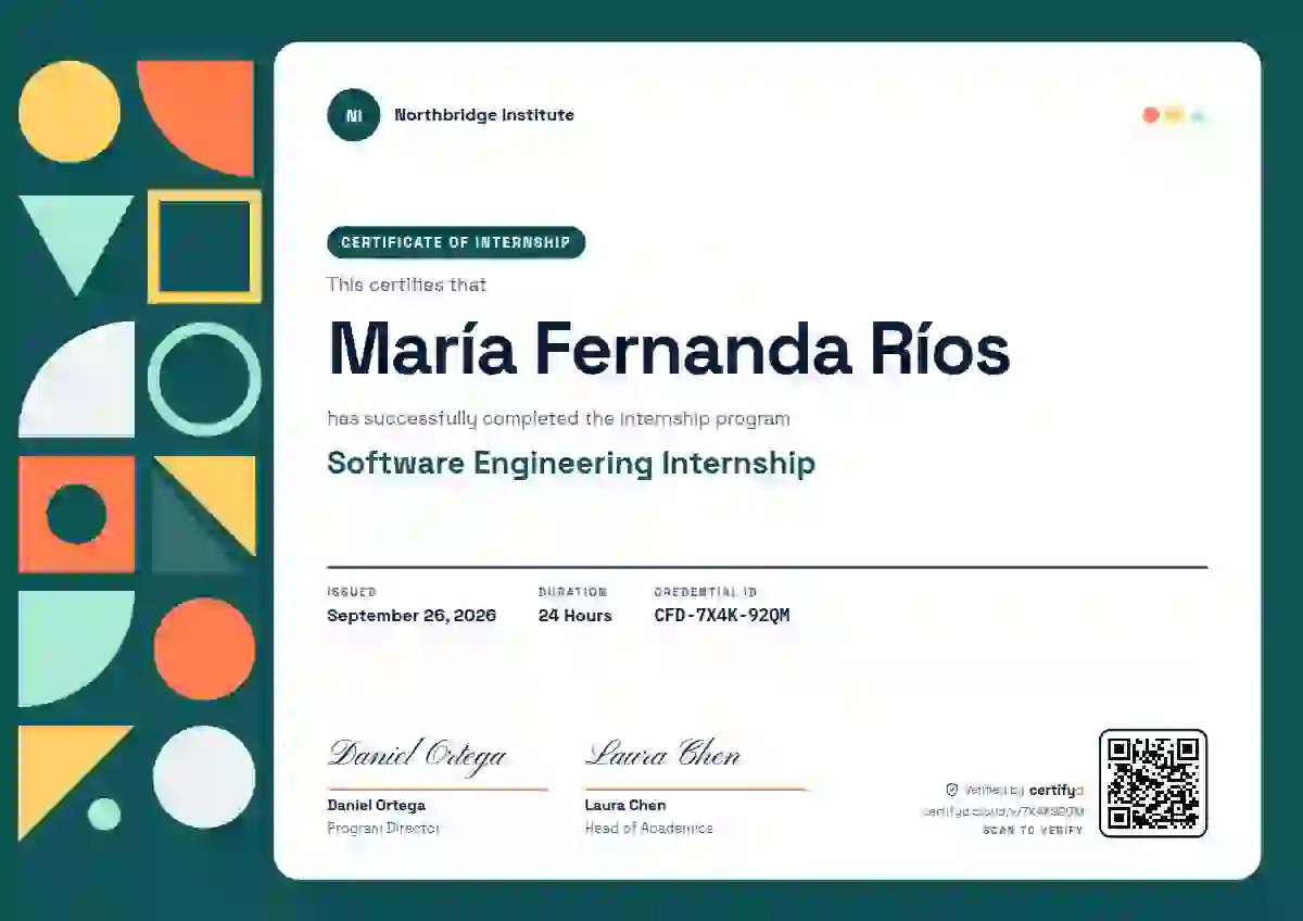 Geometric Teal internship certificate template