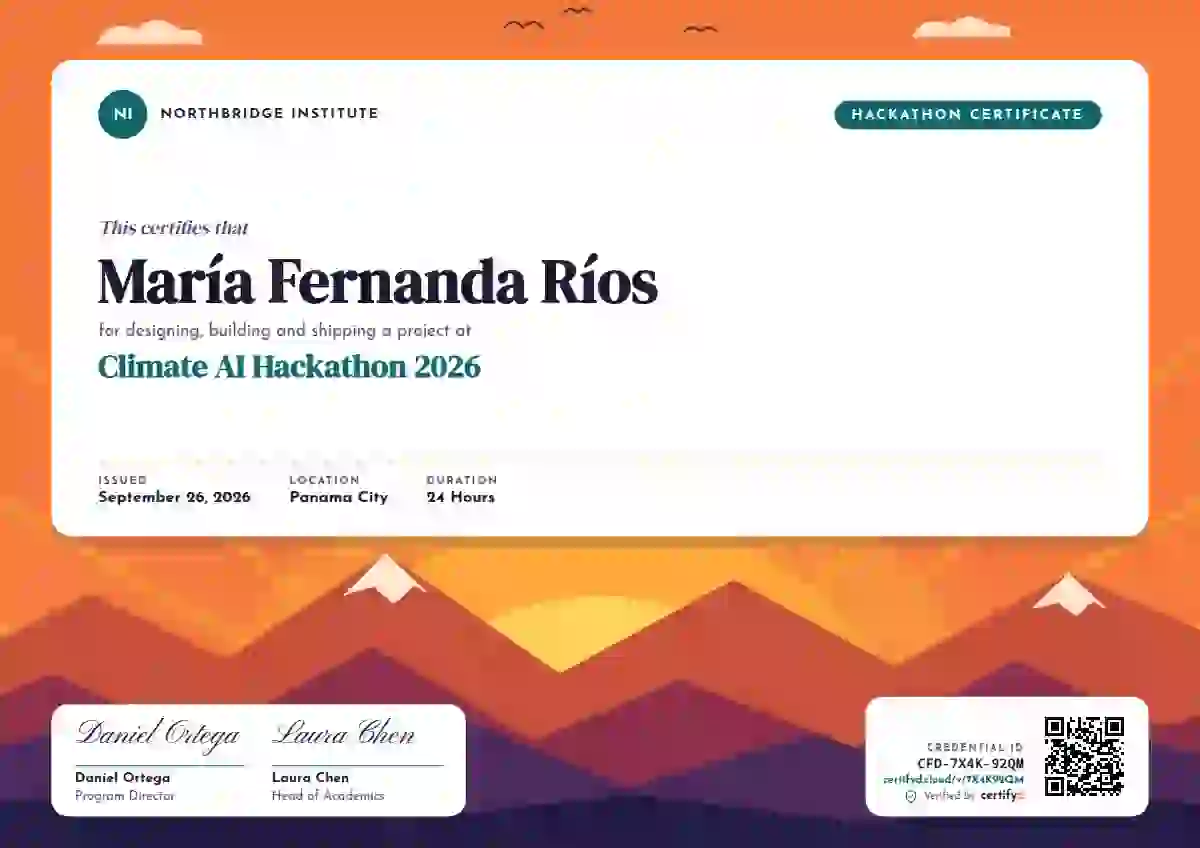 Sol Mural Lagoon hackathon certificate template