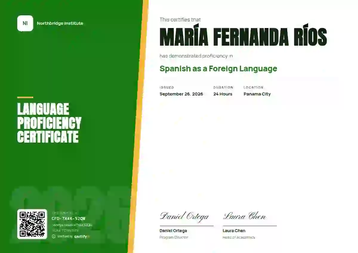 Split Panel Meadow language proficiency certificate template