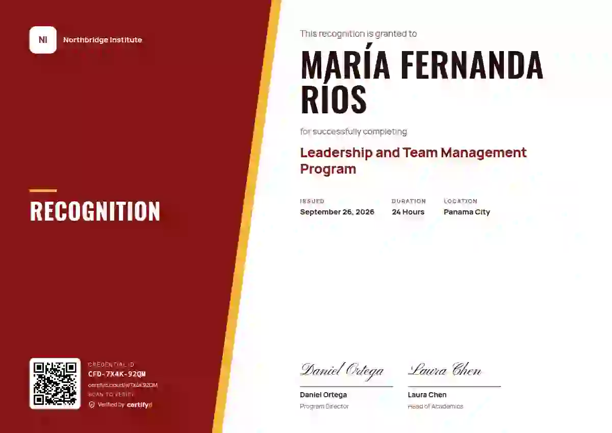 Split Panel Scarlet latin america certificate template