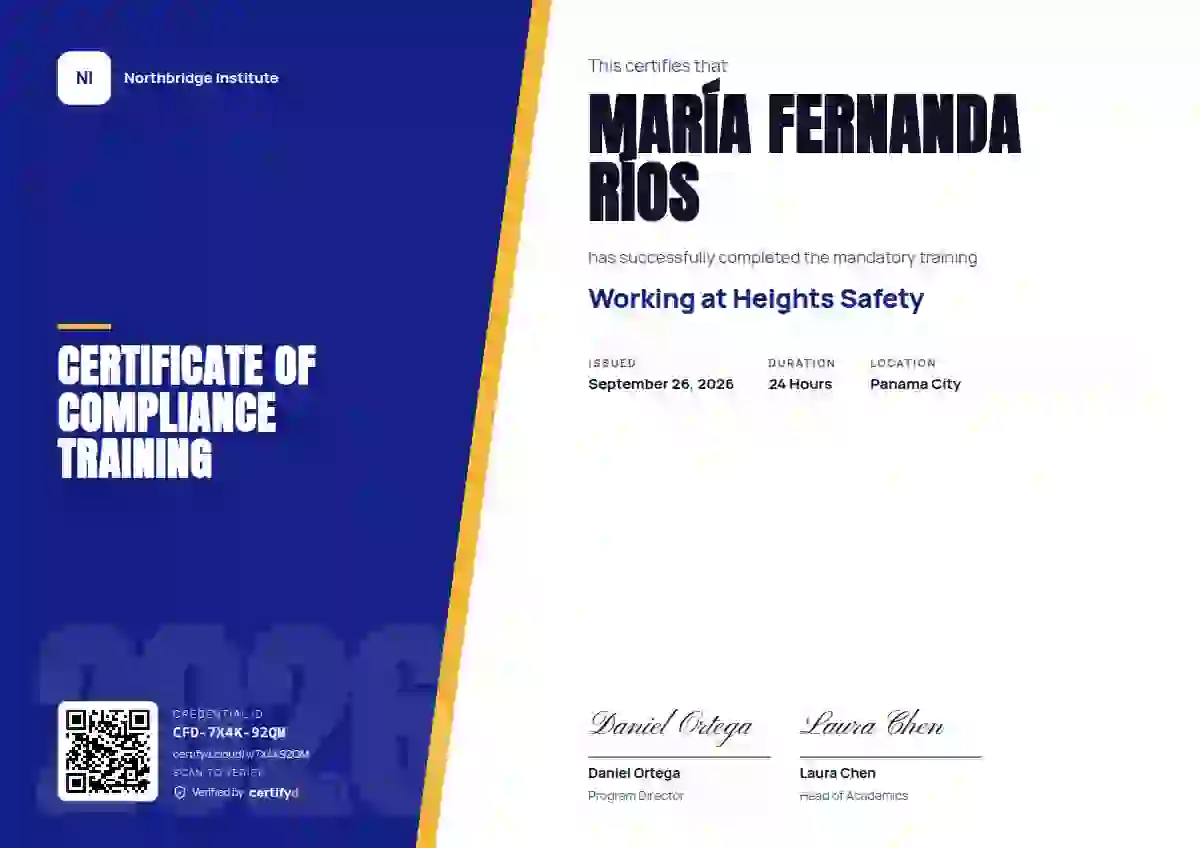 Split Panel Ultramarine compliance and safety certificate template