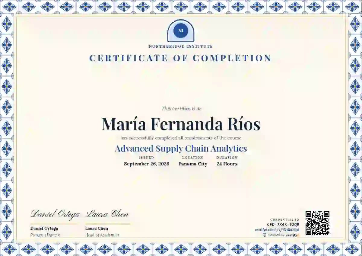 Plantilla de certificado Talavera Frame Sapphire de finalización de curso