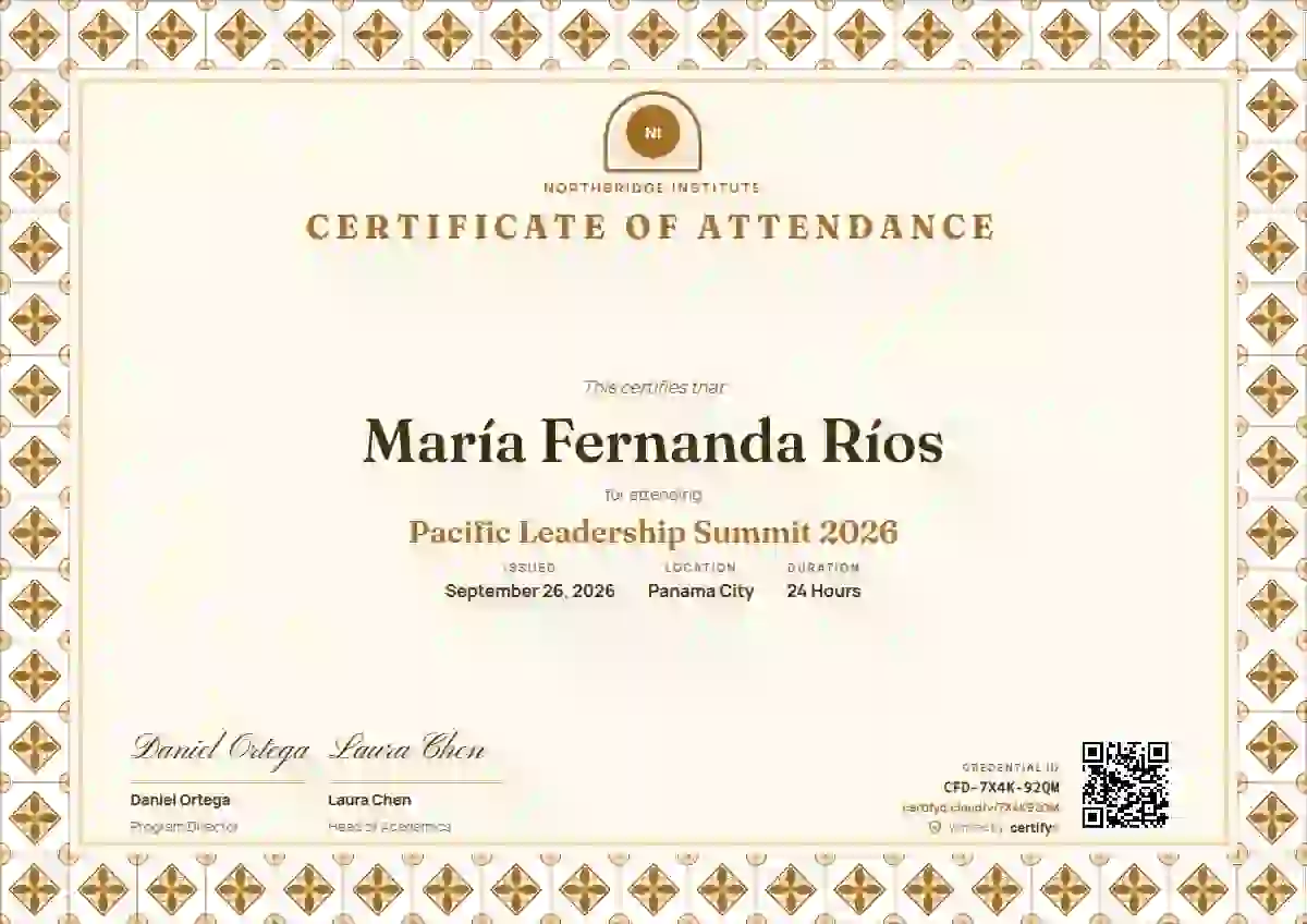 Talavera Frame Amber event attendance certificate template