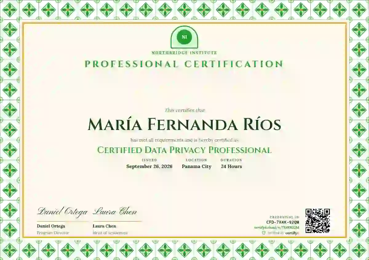 Talavera Frame Meadow professional certification certificate template