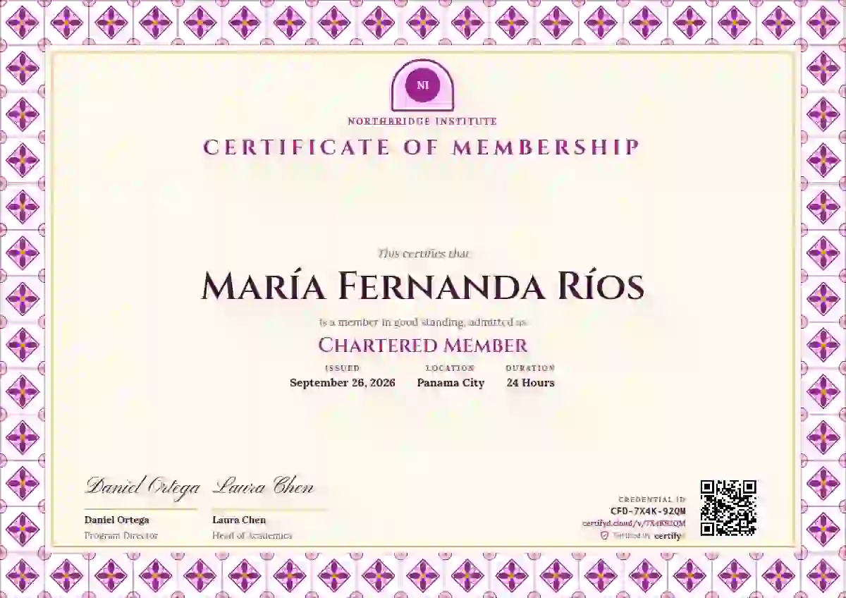 Talavera Frame Fuchsia membership certificate template