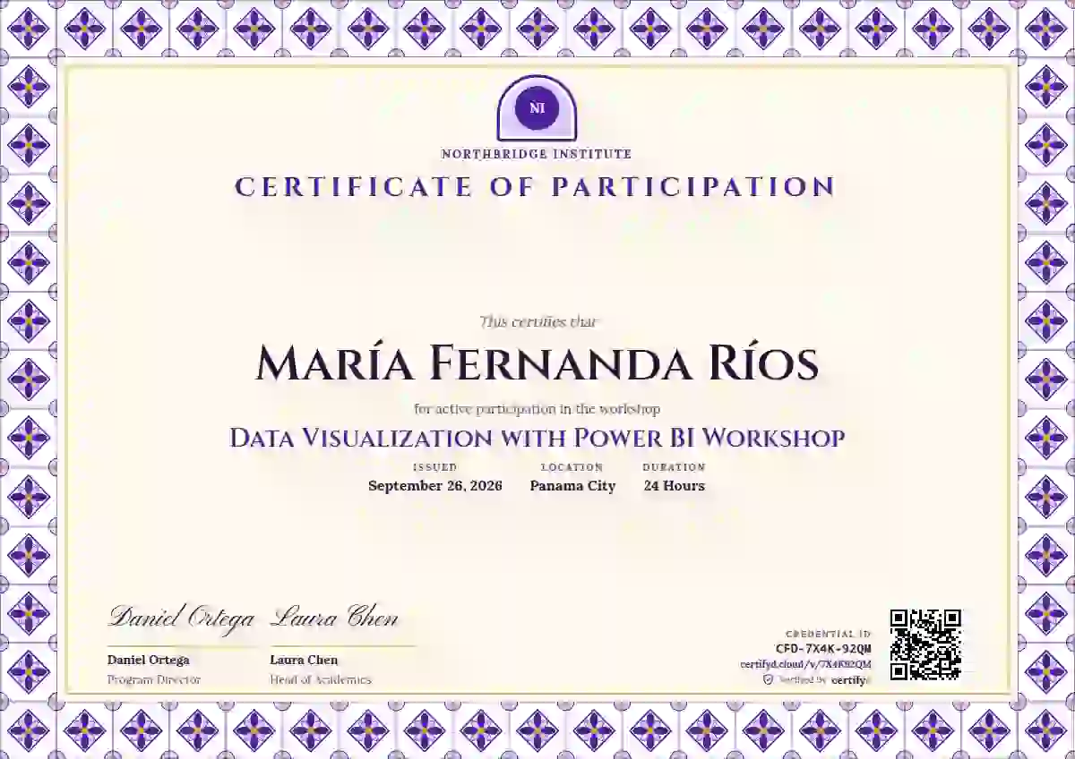 Talavera Frame Violet webinar and workshop certificate template