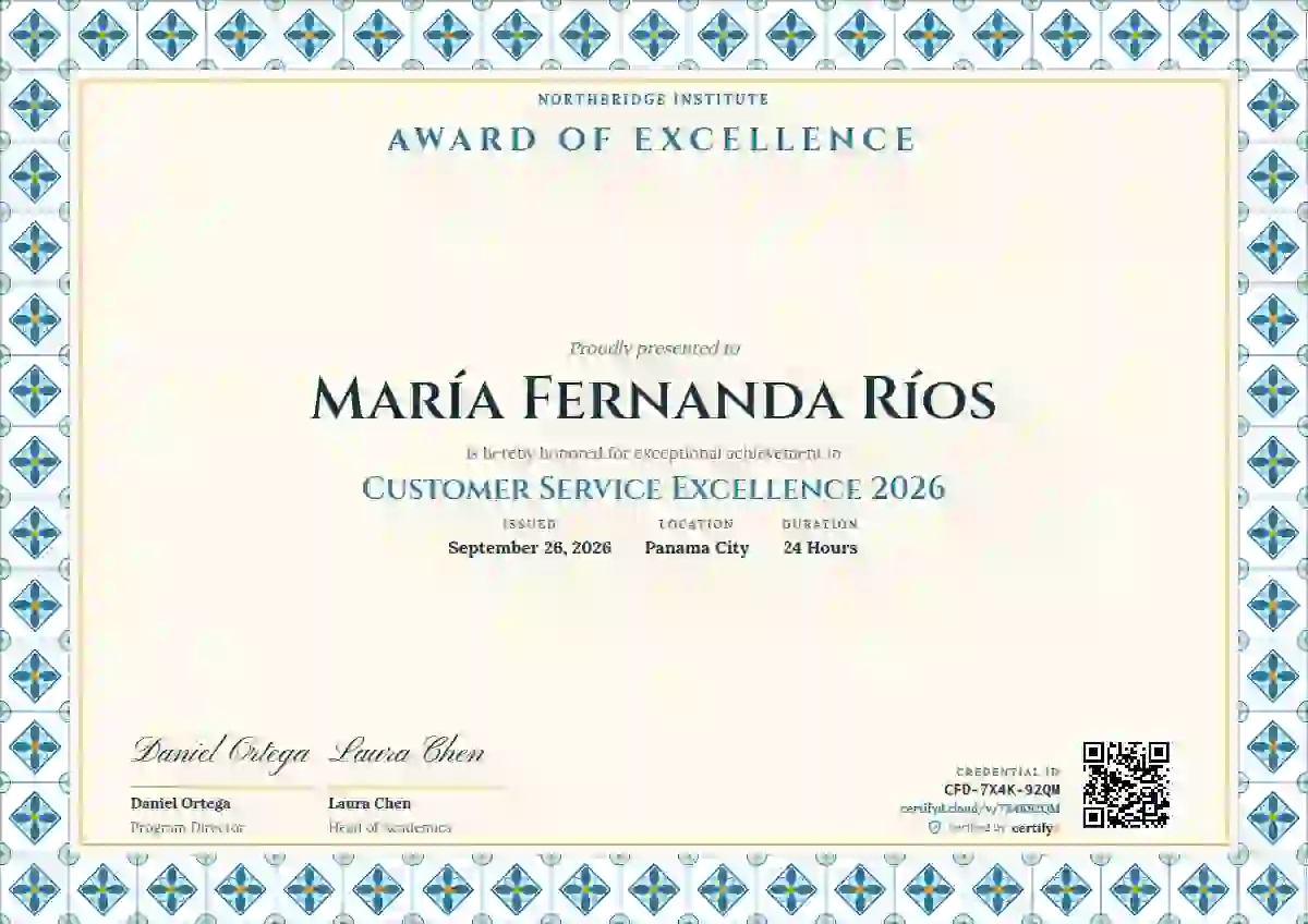 Talavera Frame Cerulean awards and achievement certificate template