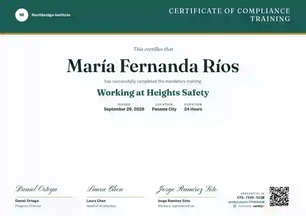 Triple Signature Seafoam compliance and safety certificate template
