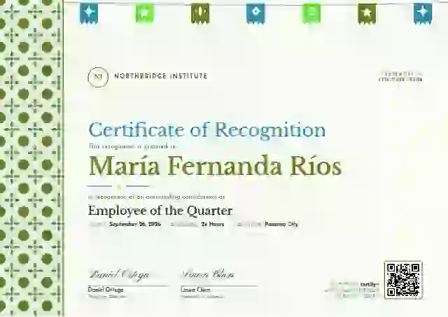 Latin Heritage Lime Wide Band employee recognition certificate template
