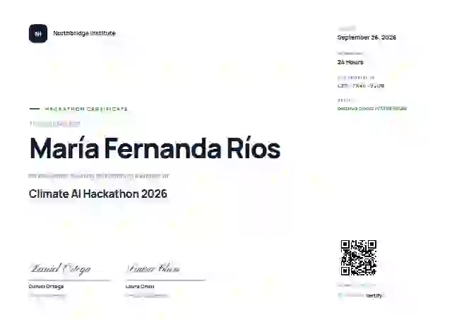 Modern Minimal Meadow No Bar hackathon certificate template