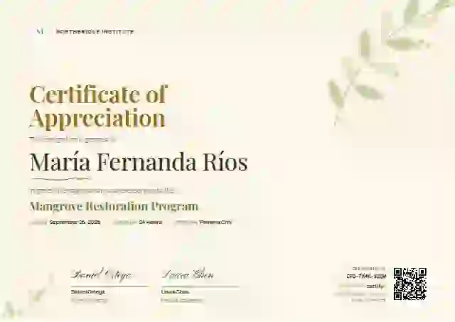 Botanical Golden Faint Leaves volunteer appreciation certificate template