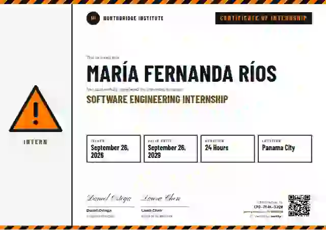 Safety Card Marigold Thin Stripes internship certificate template