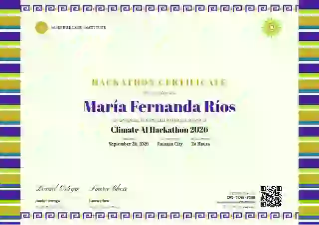 Greca Folk Violet Wide Stripe hackathon certificate template