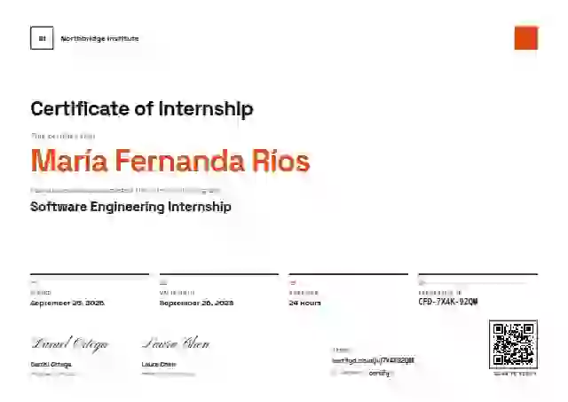Swiss Grid Orange internship certificate template