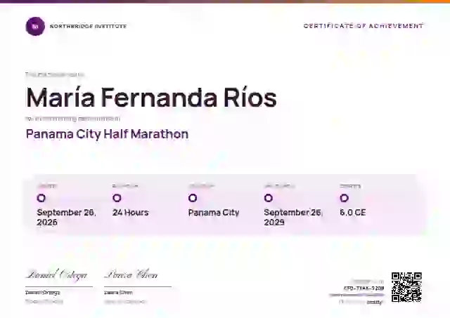 Training Timeline Orchid Thin Bar sports certificate template