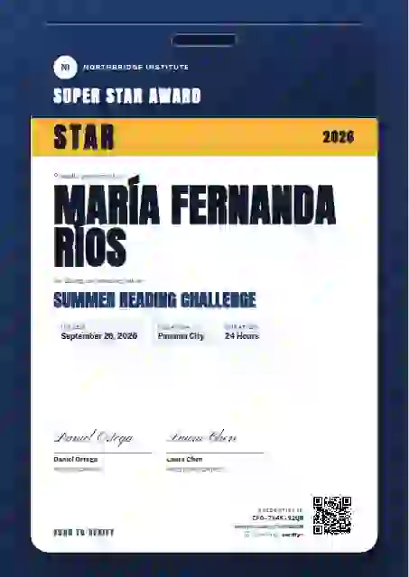 Speaker Pass Sapphire Small Role school and kids certificate template