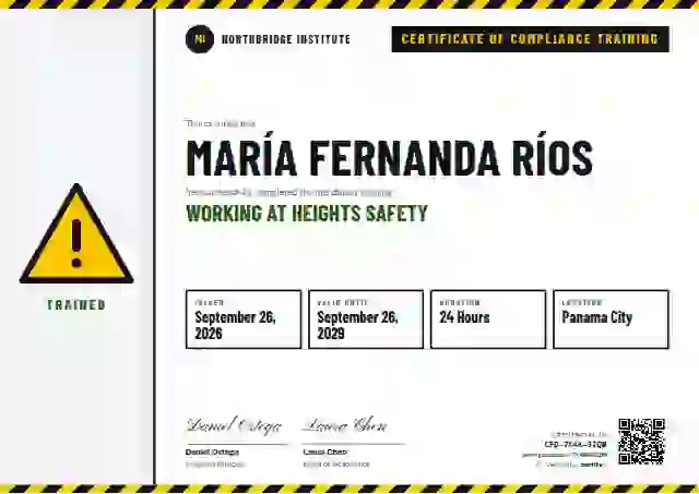 Safety Card Fern Thin Stripes compliance and safety certificate template