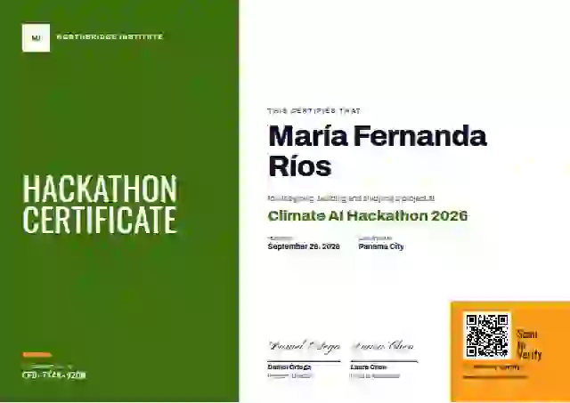 Color Block Fern No Year hackathon certificate template