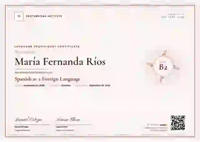 Guilloche Burgundy language proficiency certificate template