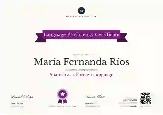 Ribbon Banner Plum Silver Soft language proficiency certificate template