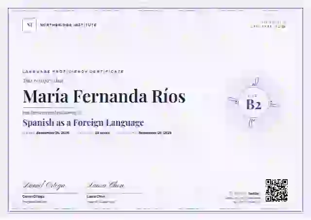 Guilloche Violet language proficiency certificate template