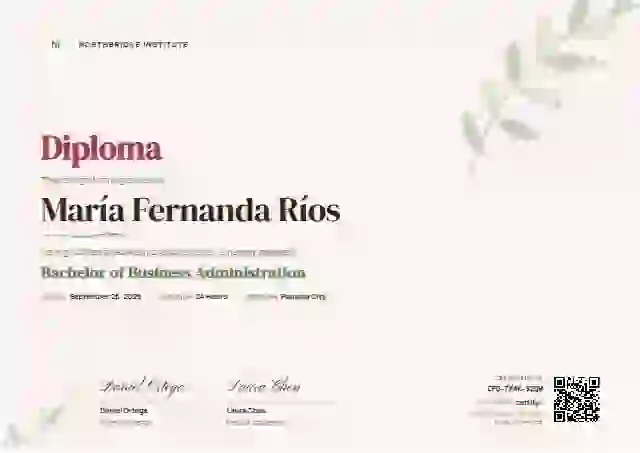 Botanical Blush Faint Leaves academic diploma certificate template
