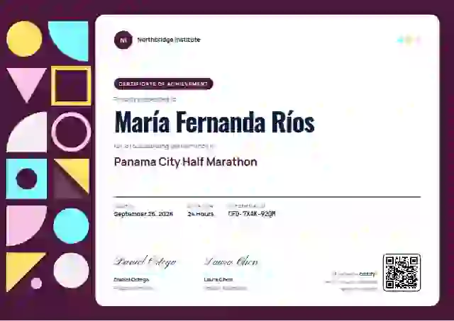 Geometric Magenta Oswald Manrope sports certificate template