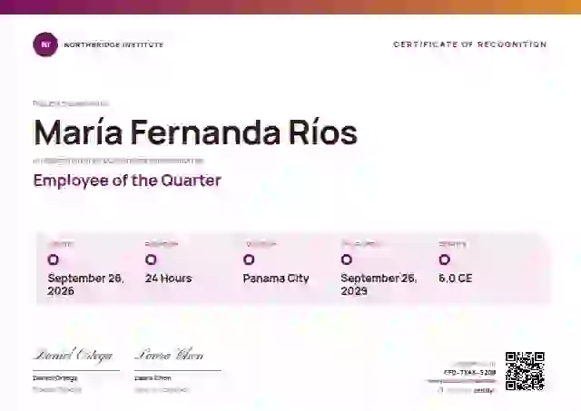 Training Timeline Magenta Thick Bar employee recognition certificate template