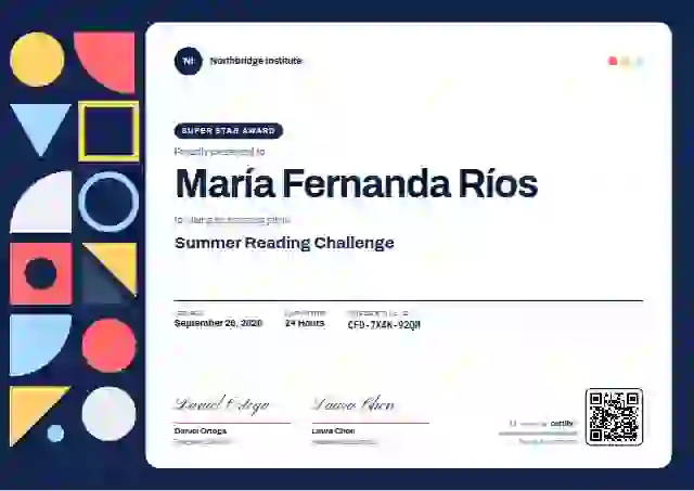 Geometric Navy Archivo school and kids certificate template